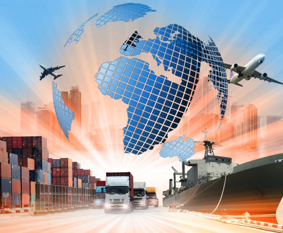 The world logistics  background or transportation Industry or shipping business, Container Cargo  shipment , truck delivery, airplane , import export Concept (The world logistics  background or transportation Industry or shipping business, Container C